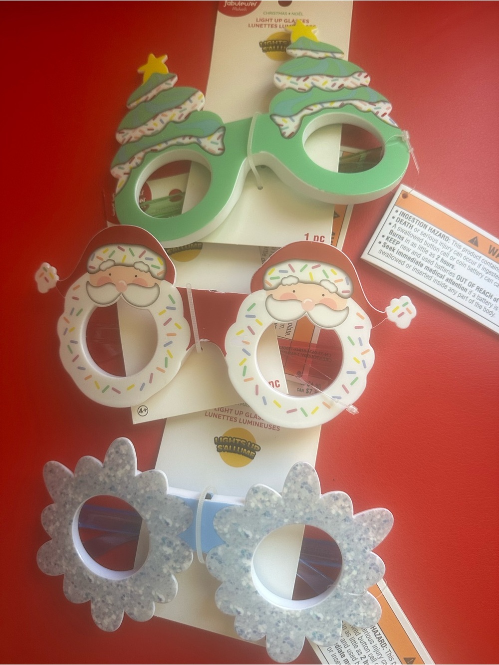 Light-Up Christmas Tree and Santa Party Glasses - Green and White
